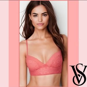 VS No-Wire Demi Pullover Push-Up Bra in pink/coral size small EUC